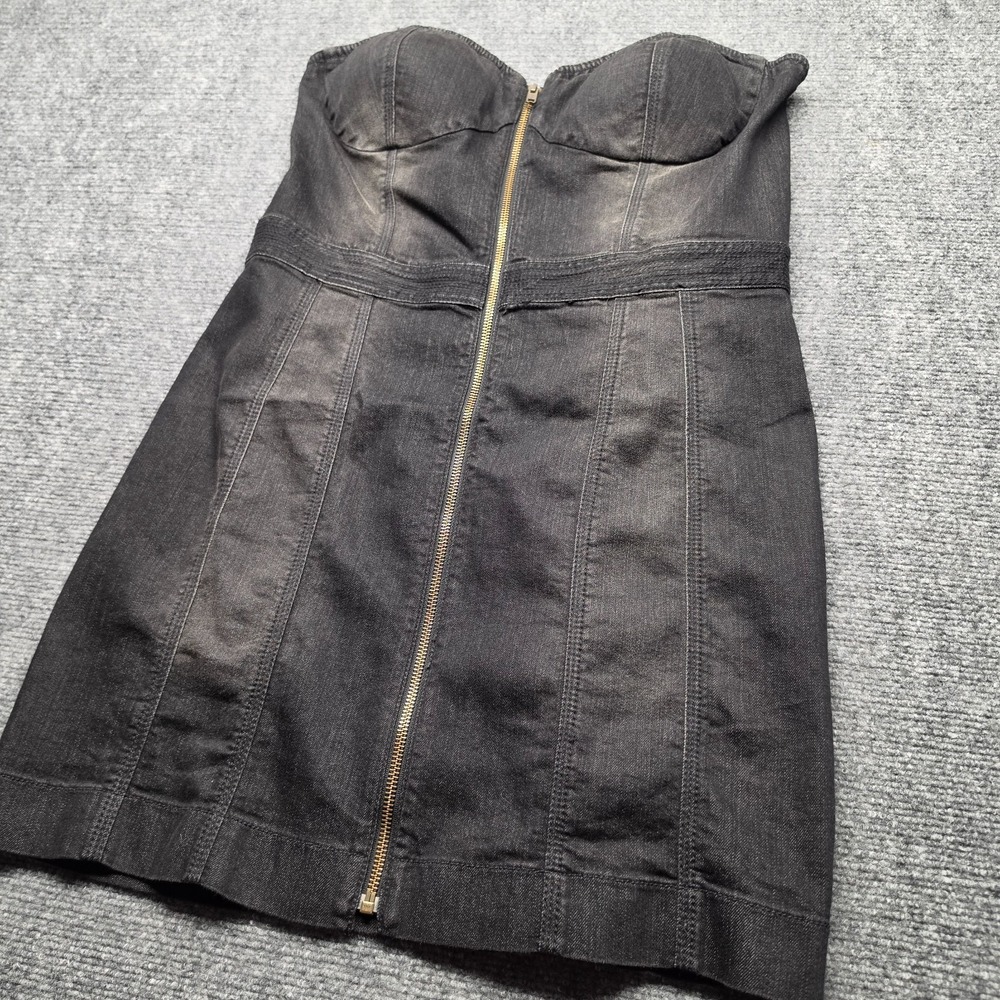 Jessica Simpson Strapless Denim Corset Bodycon Dress Black Zip Front Size XL
